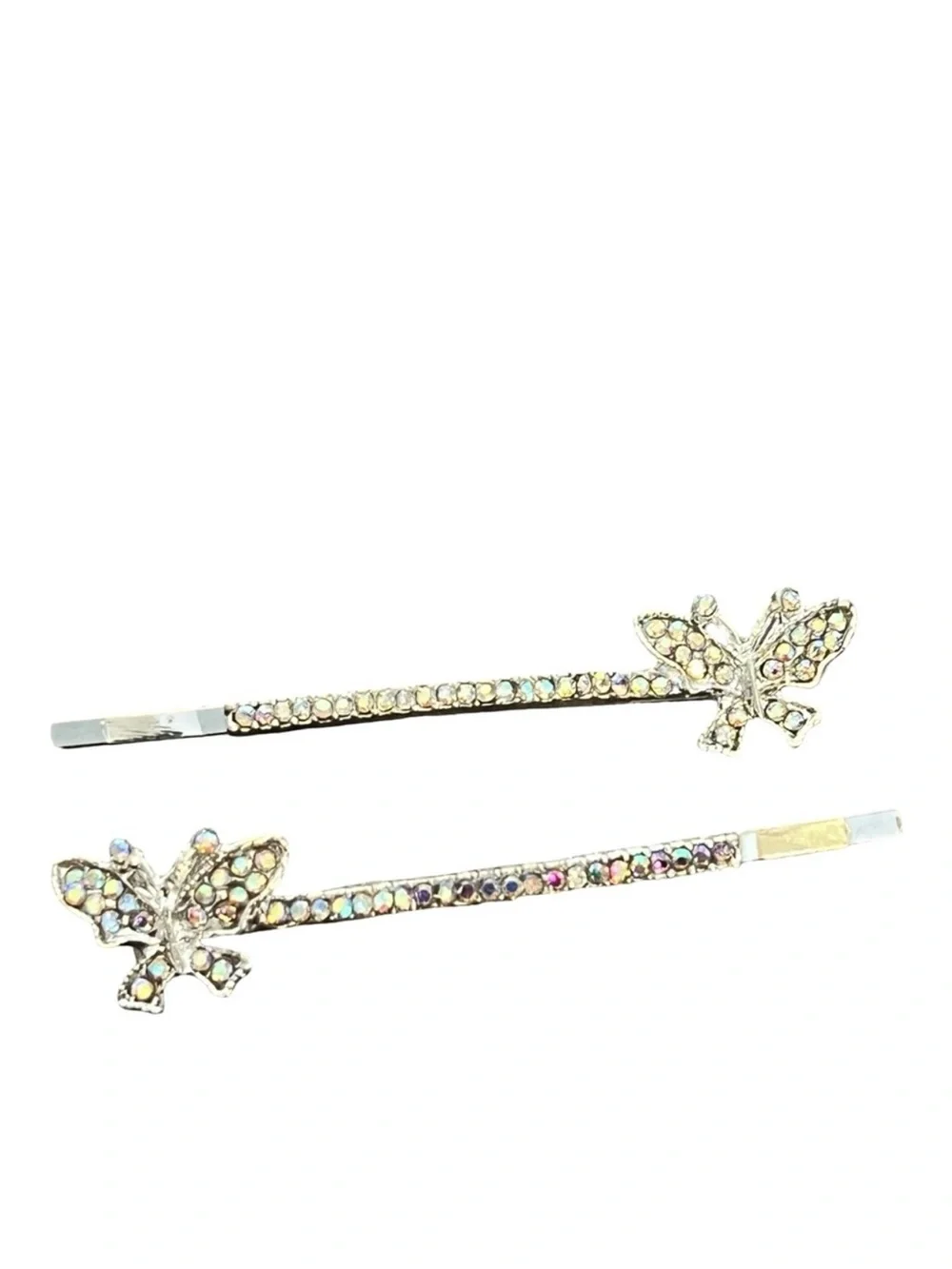 Crystal Butterfly Hair Pins - Silver FINAL PRICE DROP